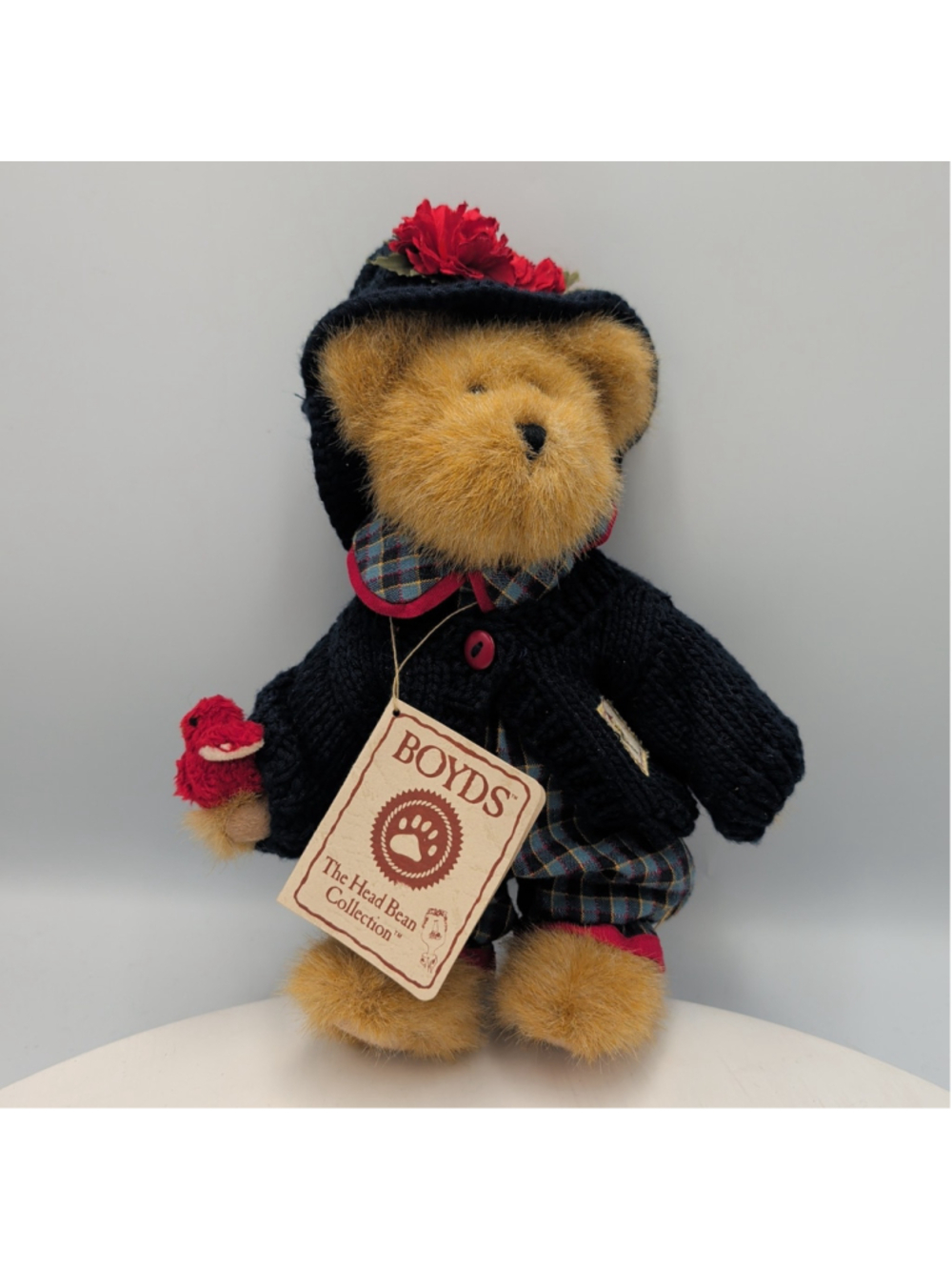 Boyds Bear Bailey w/ Red Bird 9199-22 8" 2003 Retired Fully Jointed Dressed Bear